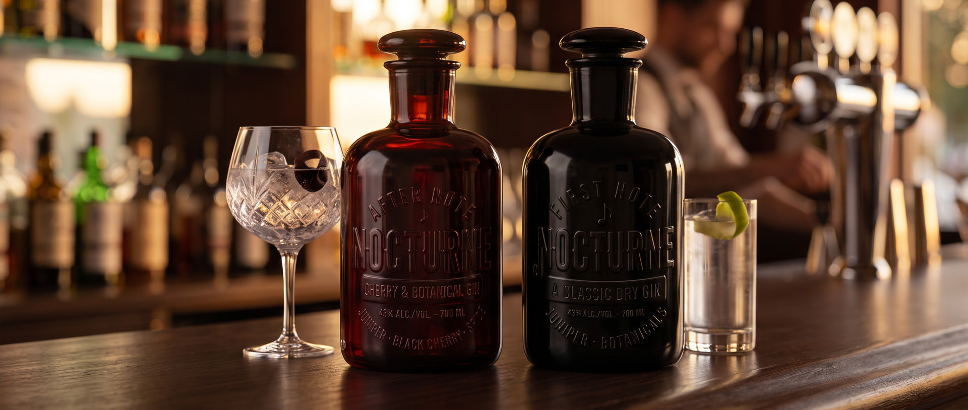 Nocturne Gin packaging banner